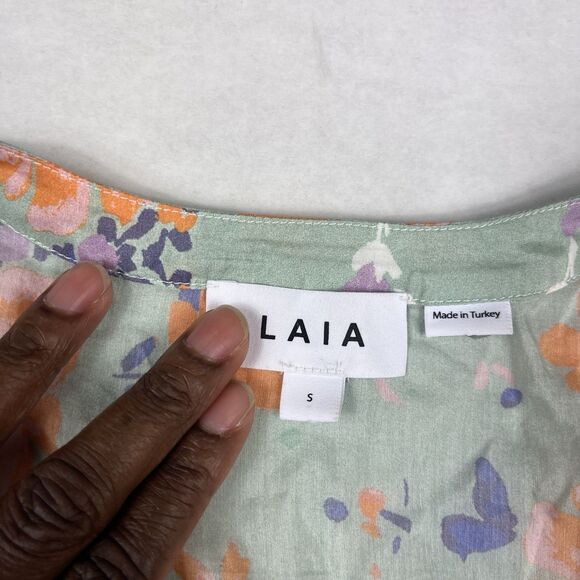 Laia Pastel Boho Blouse Lightweight Silk Blend Tassel Hem Peasant Top Small - Picture 4 of 10